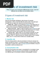 Types of Investment Risk