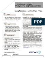 Estado Da Paraíba Prefeitura Municipal de Campina Grande: Professor de Educação Básica 3 Matemática - Tipo A