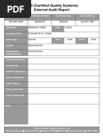 Quality System Audit Report Template