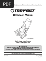 Troy Bilt Single Stage Snow Thrower Squall 210 Users Manual