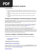 Definition and Explanation of Financial Statement Analysis