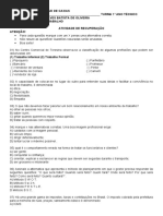 Recuperação Mundo Do Trabalho 1 Ano