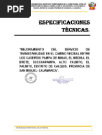 Especificaciones Técnicas Carretera Pampa de Mina