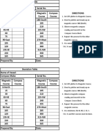 Compass Deviation Table Form & Instructions