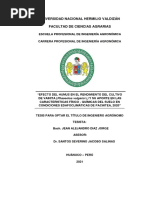 "EFECTO DEL HUMUS EN EL RENDIMIENTO DEL CULTIVO DE VAINITA (Phaseolus Vulgaris L) Y SU APORTE EN LAS CARACTERISTICAS FÍSICO - QUÍMICAS DEL SUELO