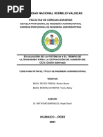 Evaluación de La Potencia y El Tiempo de Ultrasonido para La Extracción de Almidón de Oca