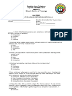 Republic of The Philippines Department of Education Region III Schools Division of Pampanga Pre-Test English For Academic and Professional Purposes