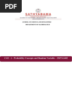 Probability Concepts and Random Variable - SMTA1402: Unit - I