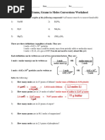 Chemistry Mole Calculations Worksheet