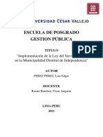 Implementacion de La Ley Del Servicio Civil en La Municipalidad de Independencia - Luis Edgar Perez Perez