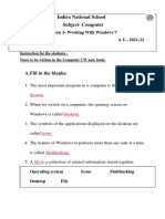 Indira National School Subject-Computer: Lesson 3 - Working With Windows 7 A.Y. - 2021-22