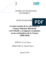 La Intervención de La Autoridad de Cuenca Matanza Riachuelo (ACUMAR) y Su Impacto Económico en Las Curtiembres de La Cuenca (2009-2018)