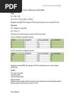 Costs, Revenues and Profits