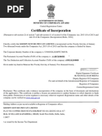 Certificate of Incorporation: Government of India Ministry of Corporate Affairs