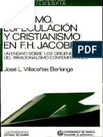 Villacañas, J. (1989) - Nihilismo, Especulación y Cristianismo en F. H. Jacobi. Un Ensayo Sobre Los Orígenes Del Irracionalismo Contemporáneo. Barcelona, España - Anthropos-Universidad de Murcia