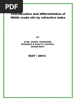 Classification and Differentiation of IRAQI Crude Oils by Refractive Index