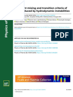 Turbulent Mixing and Transition Criteria of Flows Induced by Hydrodynamic Instabilities