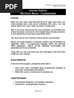 Course Outline - Excel Macro Fundamental 201224