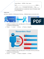 Atividade Artes Sobre Novembro Azul Nov 2021 Turmas 9 Ano e 1 Ano Ensino Médio Matutino e Vespertino