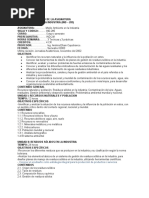 PROGRAMA ANALITICO DE LA ASIGNATURA Ind 285 Medio Ambiente en La Industria