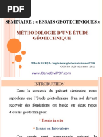 Seminaire: Essais Geotechniques : Méthodologie D'Une Étude Géotechnique