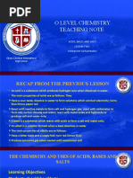 O Level Chemistry Teaching Note: Acids, Bases and Salts Lesson Two Chemistry Department