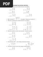 Latihan Soal DETERMINAN DAN INVERS MATRIKS