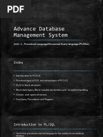 Advance Database Management System: Unit - 2 - Procedural Language/Structured Query Language (PL/SQL)