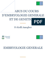 Syllabus Du Cours Embryologie-Génétique - PR Amegbor