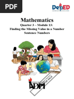 Mathematics: Quarter 3 - Module 13: Finding The Missing Value in A Number Sentence Numbers