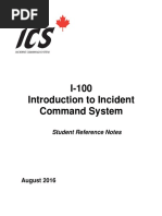 I-100 Introduction To Incident Command System: Student Reference Notes