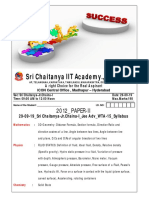 29 09 19 Sri Chaitanya JR - Chaina I Jee Adv (2012 P2) WTA 15 QP