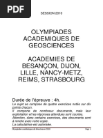 Olympiades Academiques de Geosciences Academies de Besançon, Dijon, Lille, Nancy-Metz, Reims, Strasbourg