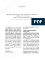 Manejo de La Anticoagulación en Pacientes Con Prótesis Valvulares. Controversias