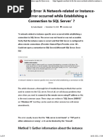 A Network-Related or Instance-Specific Error Occurred While Establishing A Connection To SQL Server