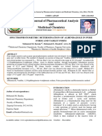 Spectrophotometric Determination of Albendazole in Pure Form and Tablet Form