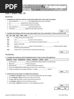 Unit 1 Short Test 1A: Grammar