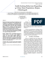 Awareness and Health Seeking Behaviour Regarding Cataract Among Urban Slum Population, Raipur, Chhattisgarh