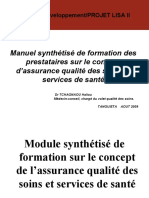 Manuel Synthétisé de Formation Des Prestataires Sur Le Concept D'assurance Qualité Des Soins Et Services de Santé