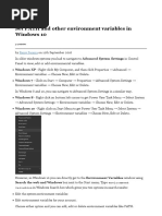 Set PATH and Other Environment Variables in Windows 10
