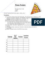 Fraction Pizza Project: Toppings 1 2 3 4 5 6 of This Topping Fraction