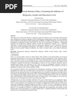 Attitude Towards Business Ethics: Examining The Influence of Religiosity, Gender and Education Levels