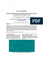 Amine Absorption Column Design Using Mass Transfer Rate Simulation