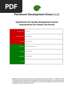 Petroleum Development Oman L.L.C.: Specification For Quality Management System Requirements For Product and Service