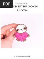 Crochet Brooch Sloth: Crochettoysbasket