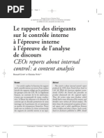 Le Controle Interne A L Epreuve de L Analyse de Discours