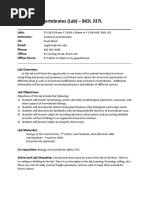 Biology of Invertebrates (Lab) - BIOL 337L: Labs: Instructor: TA: Email: Phone: Office: Office Hours