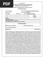 Arid Agriculture University, Rawalpindi: Final Exam / Spring 2021 (Paper Duration 12 Hours) To Be Filled by Teacher