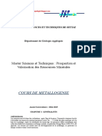 Cours de Metallogenie: Master Sciences Et Techniques: Prospection Et Valorisation Des Ressources Minérales