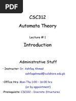 CSC312 Automata Theory: Lecture # 1